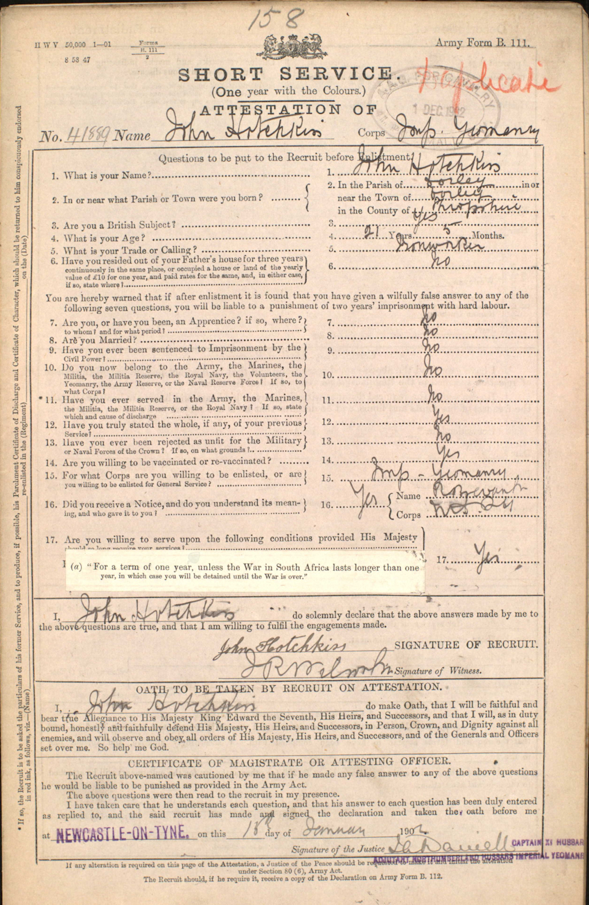1902 Enlistment form